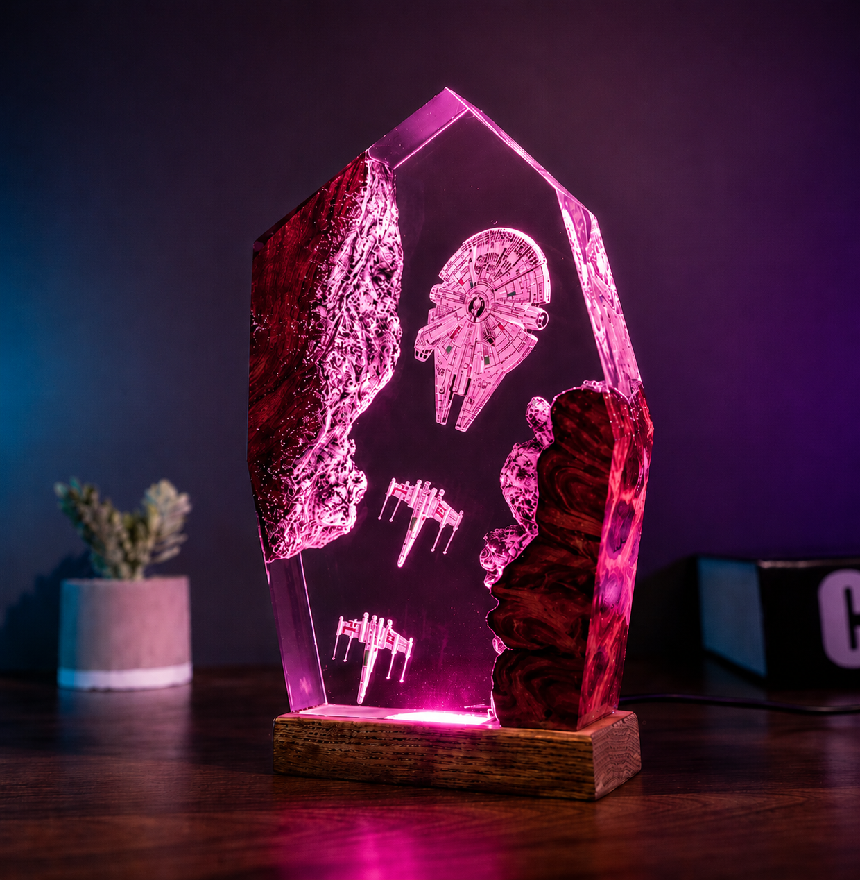 Galaxy Ship Resin Lamp