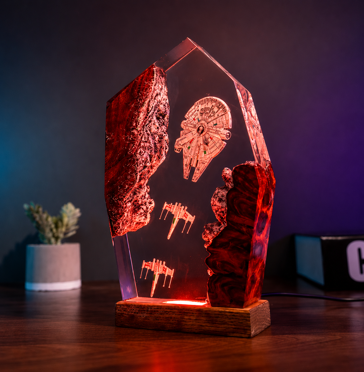 Galaxy Ship Resin Lamp